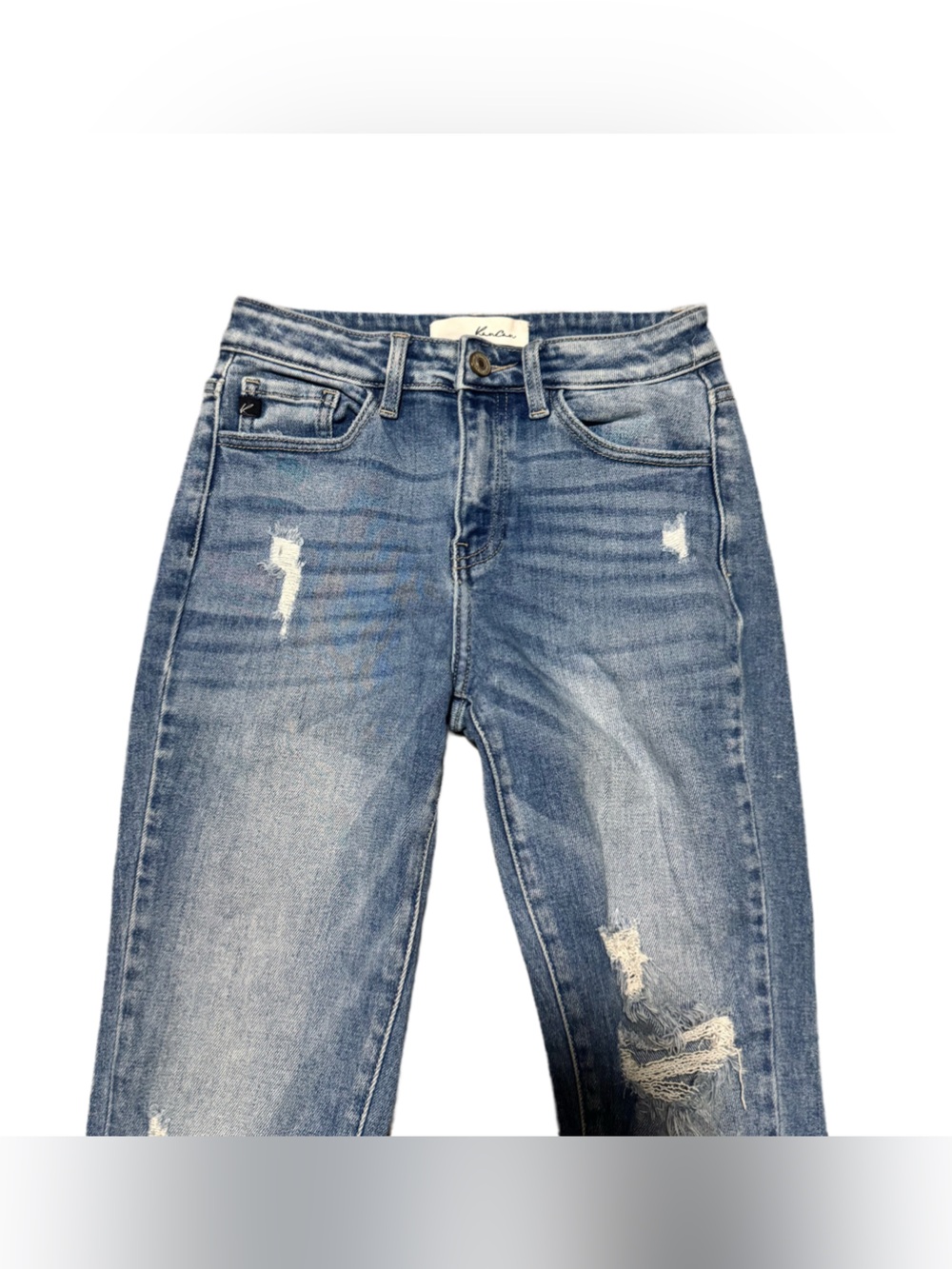KanCan High Waisted Distressed Jeans Women's 26 Light Wash Denim Faded Stretch - Picture 5 of 6